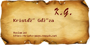 Kristó Géza névjegykártya